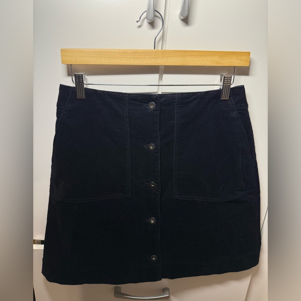 Uniqlo x Ines De La Fressange Navy Corduroy Button-Front Skirt